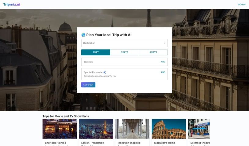 Screenshot of Tripmix