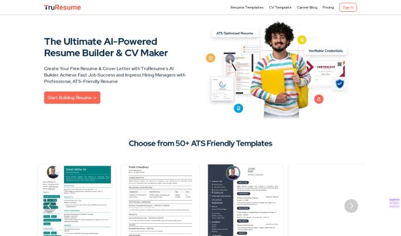 Screenshot of TruResume