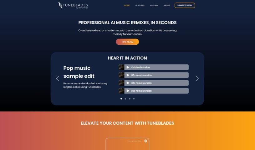 Screenshot of TuneBlades