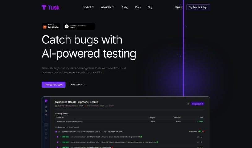 Screenshot of Tusk AI