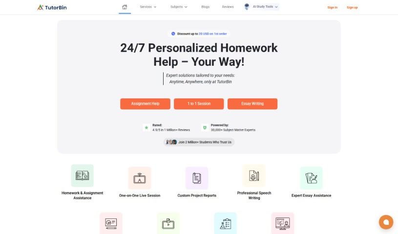 Screenshot of TutorBin