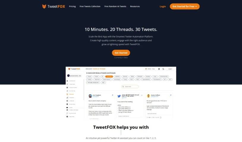 Screenshot of TweetFox