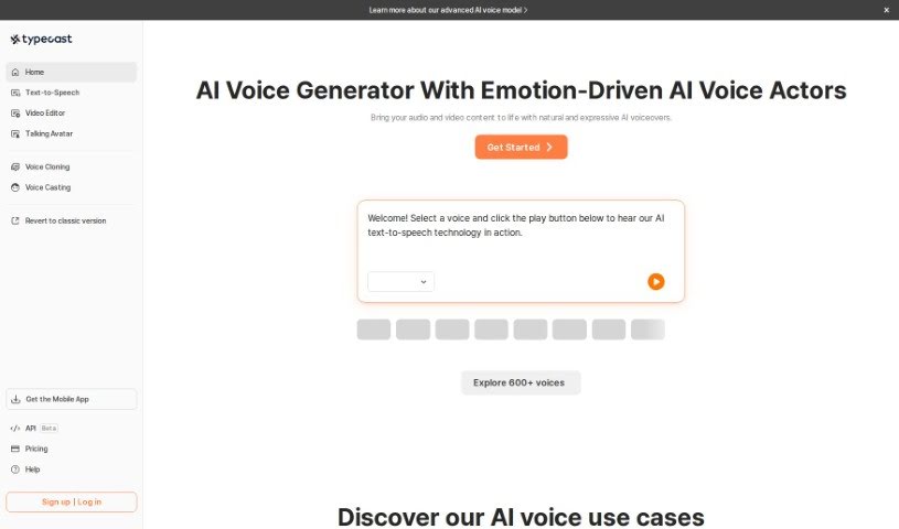 Screenshot of Typecast