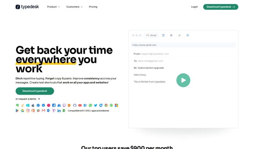 Screenshot of Typedesk