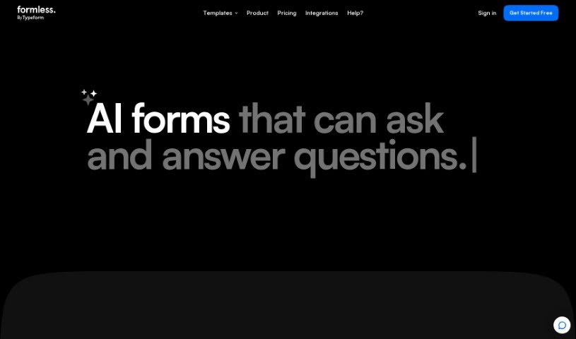 Screenshot of Typeform Formless