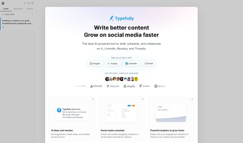 Screenshot of Typefully