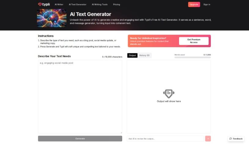Screenshot of Typli.ai AI Text Generator