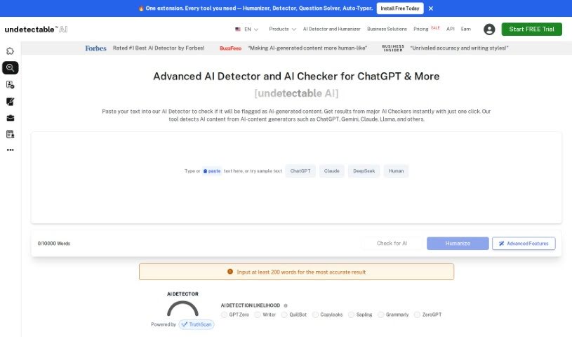 Screenshot of Undetectable AI