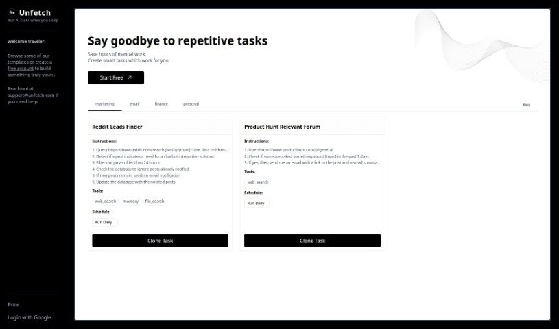 Screenshot of Unfetch