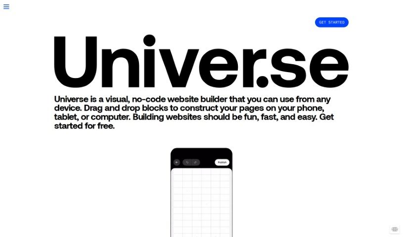Screenshot of Universe Website Builder
