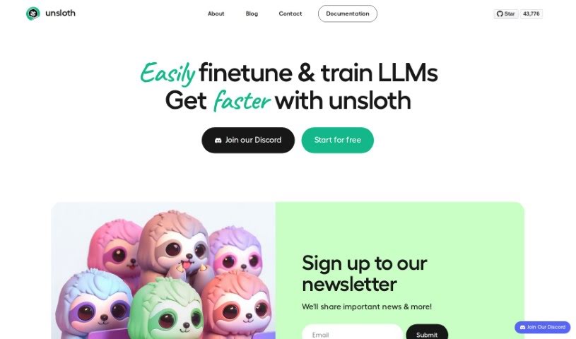 Screenshot of Unsloth AI