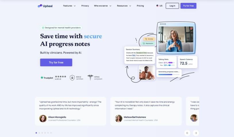 Screenshot of Upheal