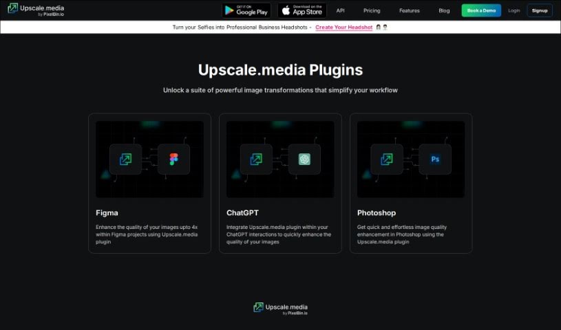 Screenshot of Upscale.media Plugins
