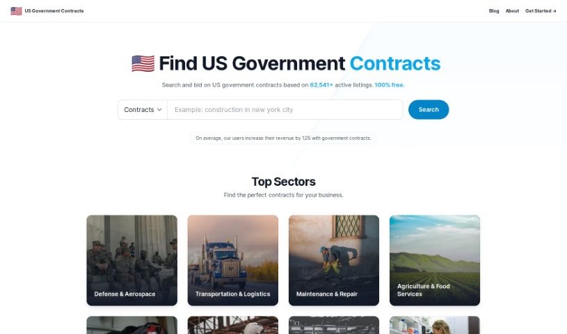 Screenshot of Us Government Contracts