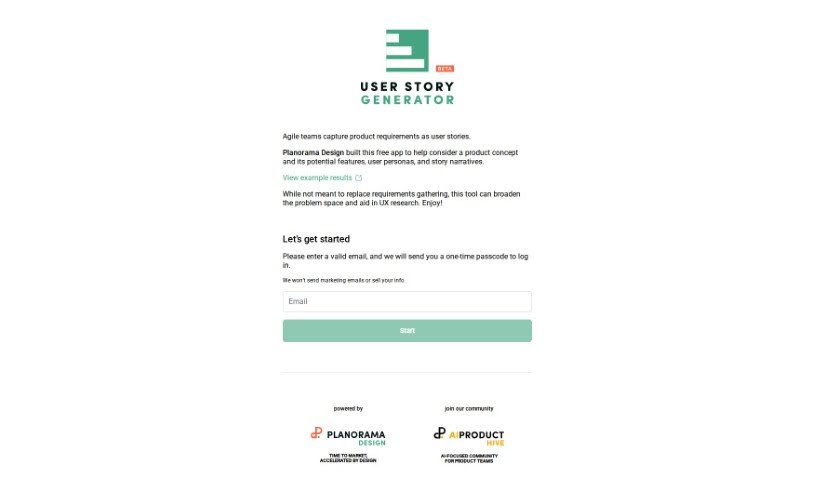 Screenshot of User Story Generator