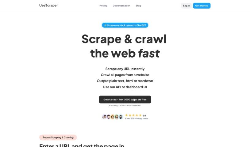 Screenshot of UseScraper