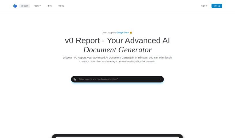 Screenshot of v0 report