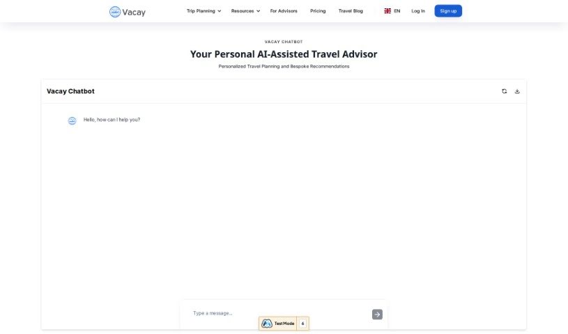 Screenshot of Vacay Chatbot