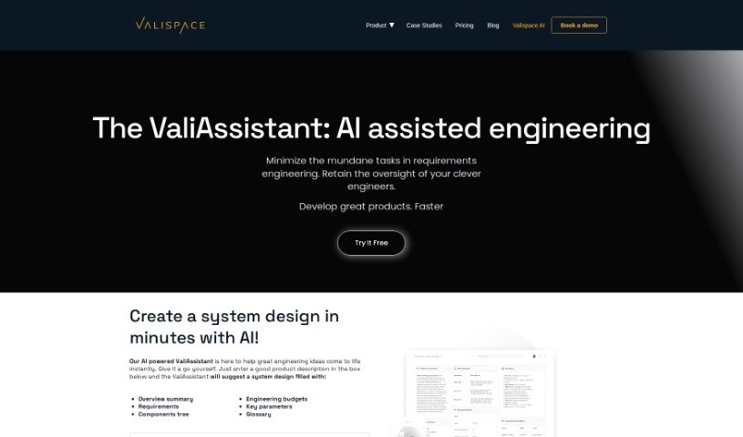 Screenshot of Valispace