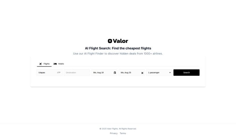 Screenshot of Valor Flights