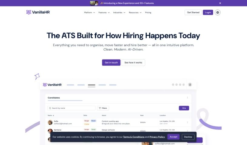 Screenshot of VanillaHR