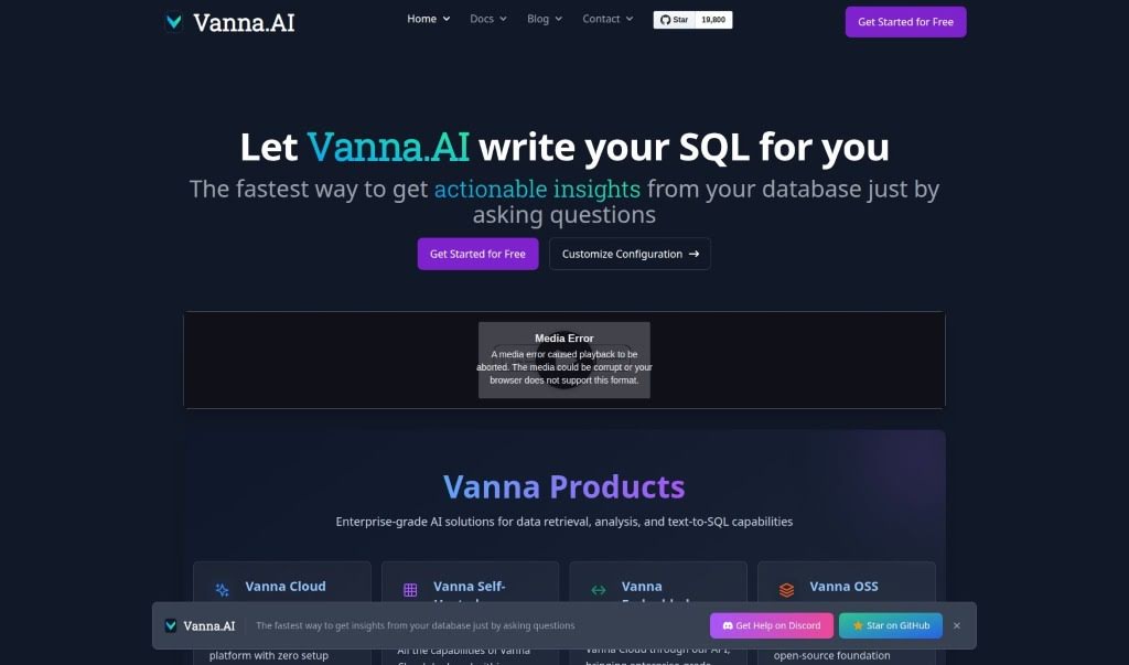 Screenshot of Vanna.ai