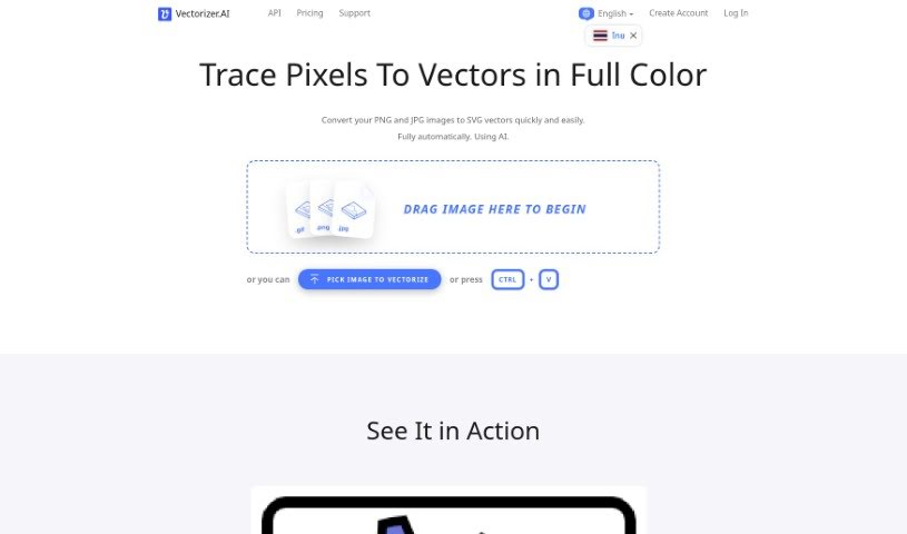 Screenshot of Vectorizer.ai