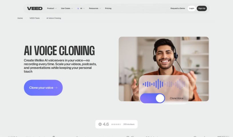 Screenshot of VEED AI Voice Cloning
