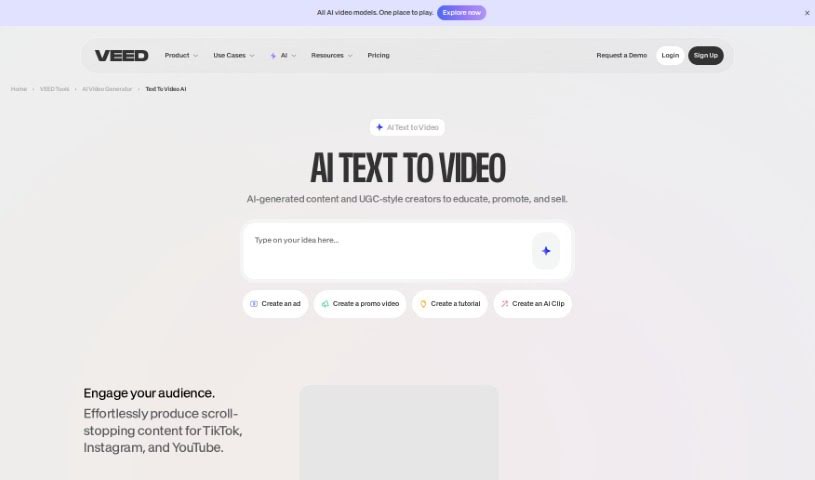 Screenshot of VEED Text to Video