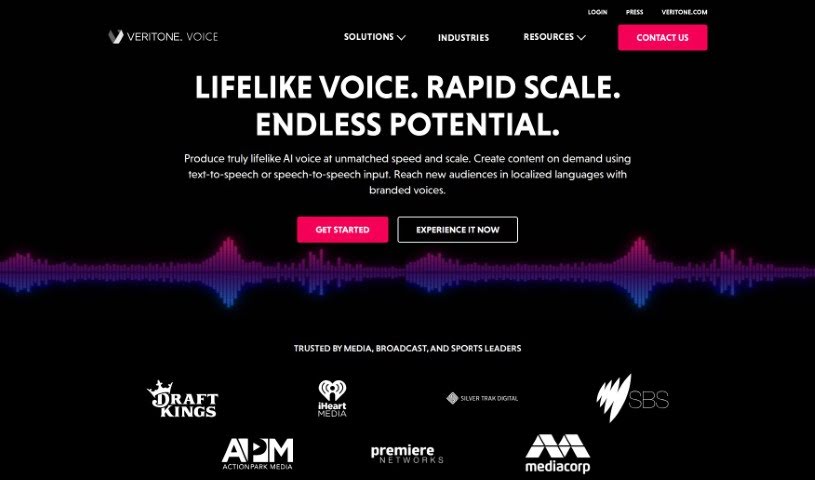 Screenshot of Veritone Voice