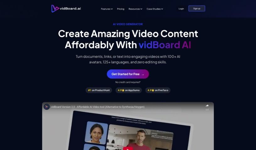 Screenshot of Vidboard Ai