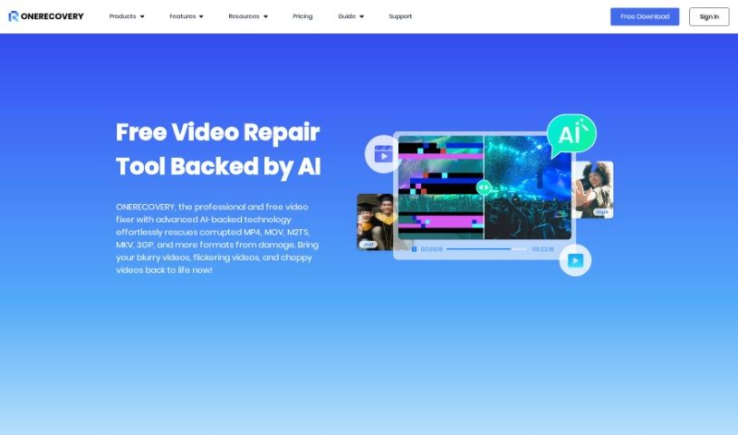 Screenshot of Video Repair By Onerecovery