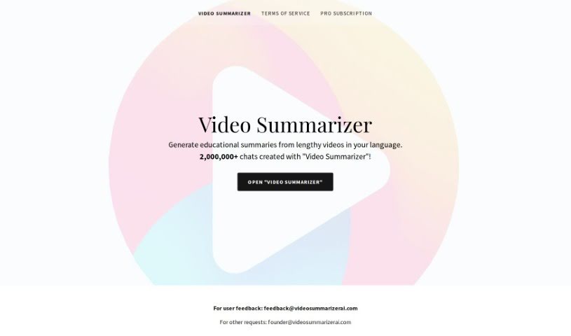 Screenshot of Video Summarizer Ai