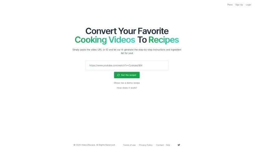 Screenshot of Video2Recipe