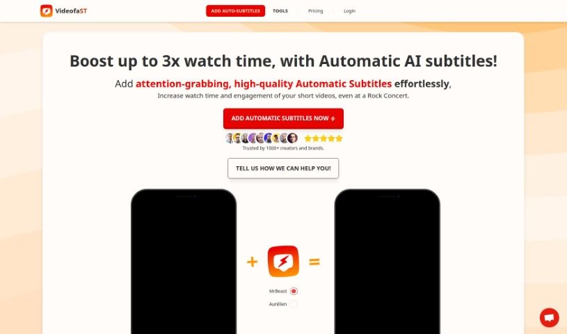 Screenshot of Videofa.st Automatic Subtitles
