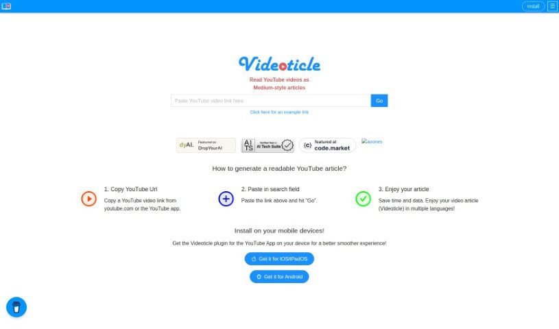 Screenshot of Videoticle