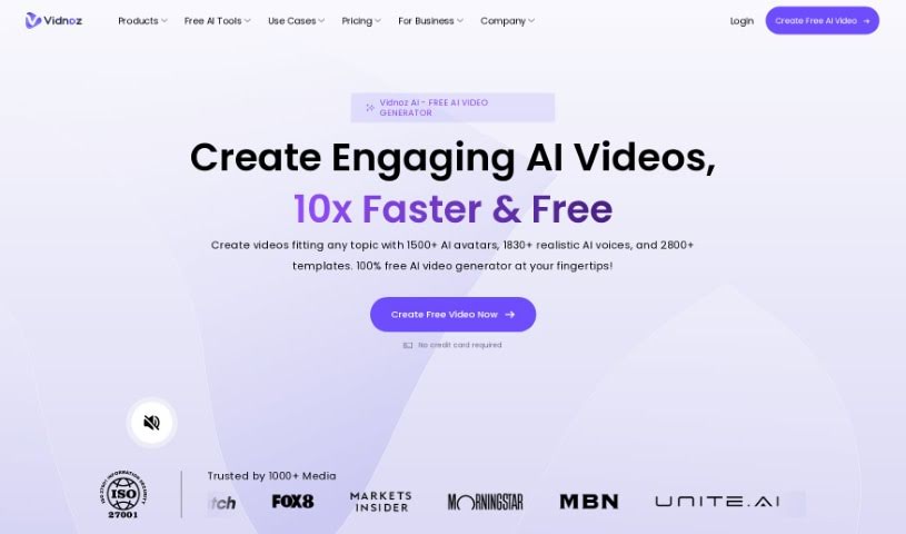 Screenshot of Vidnoz AI