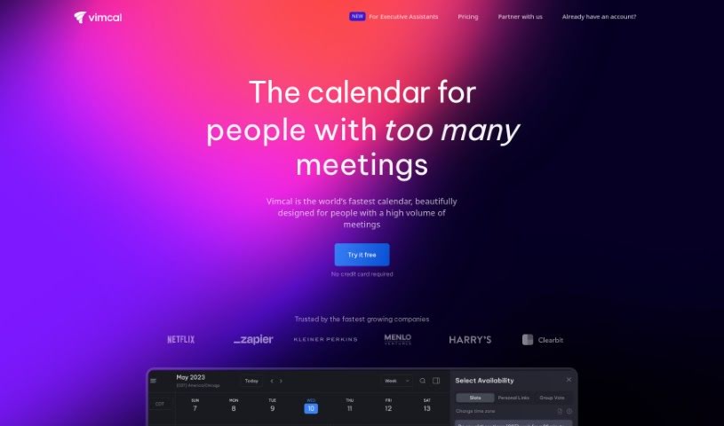 Screenshot of Vimcal