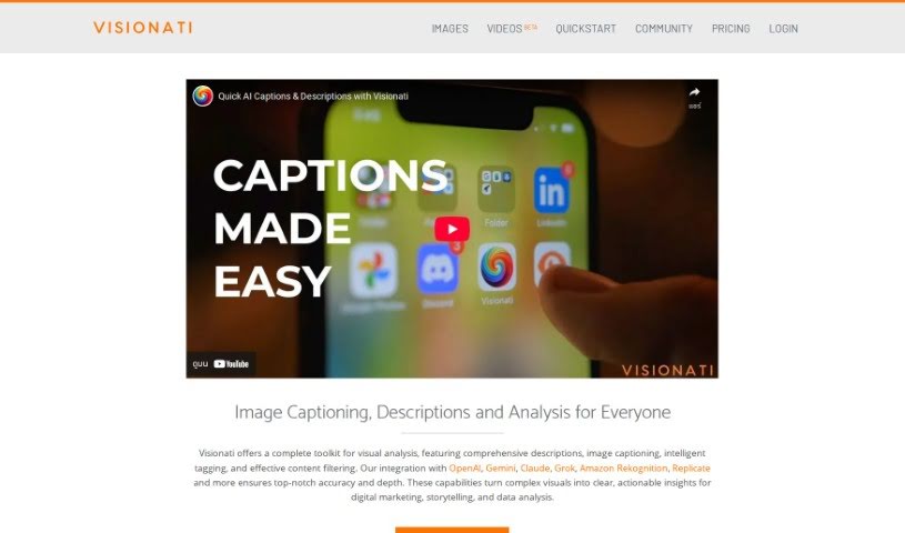 Screenshot of Visionati
