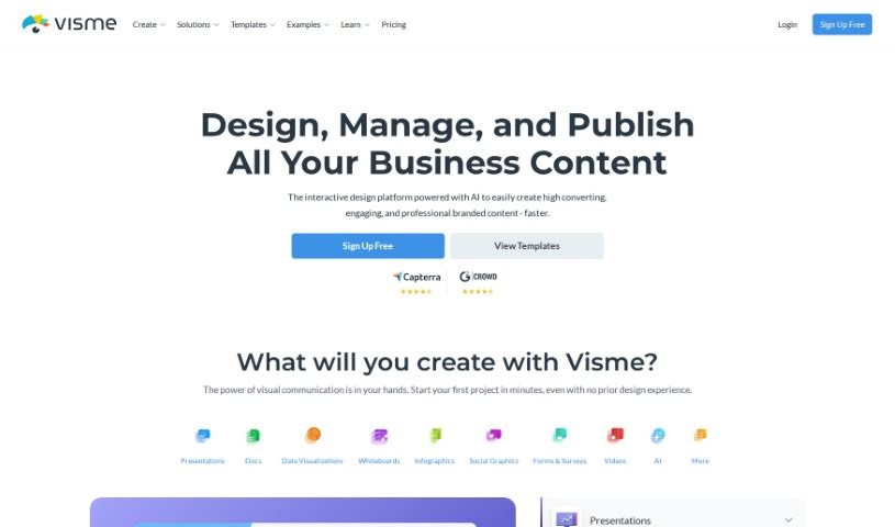 Screenshot of Visme