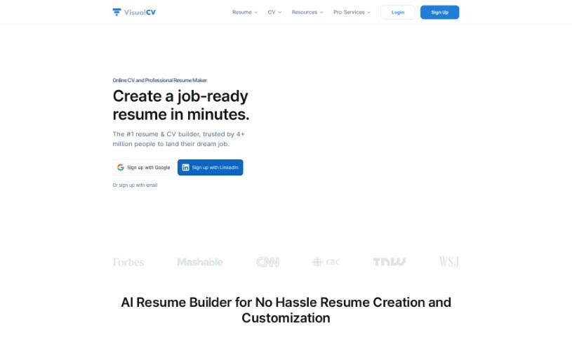 Screenshot of VisualCV