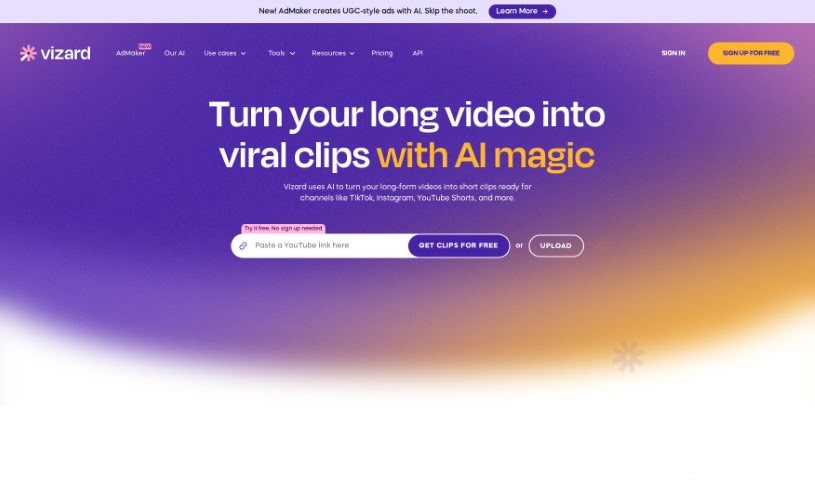 Screenshot of Vizard AI
