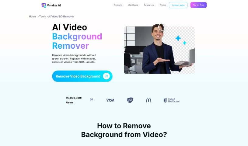 Screenshot of Vmaker AI AI Video Background Remover