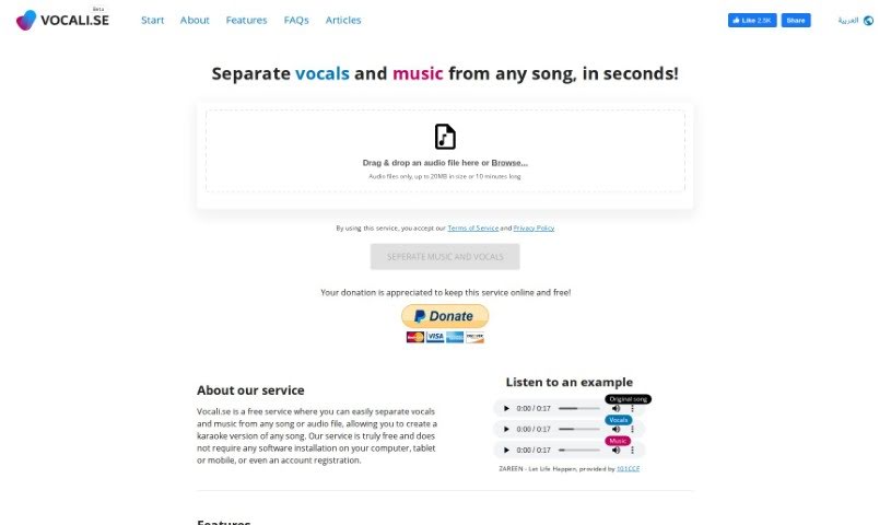 Screenshot of Vocali.se