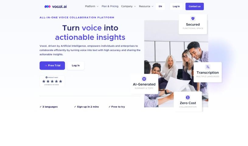 Screenshot of Vocol AI