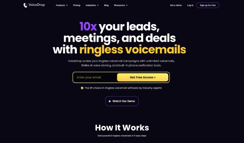 Screenshot of VoiceDrop.ai