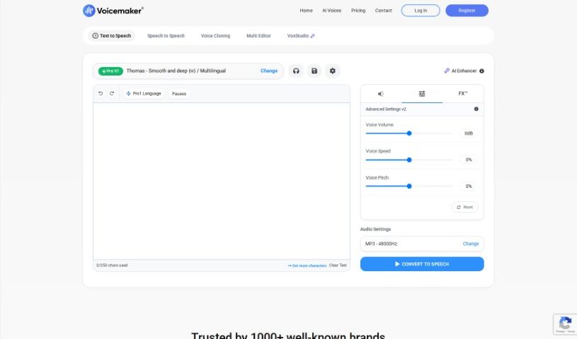 Screenshot of Voicemaker