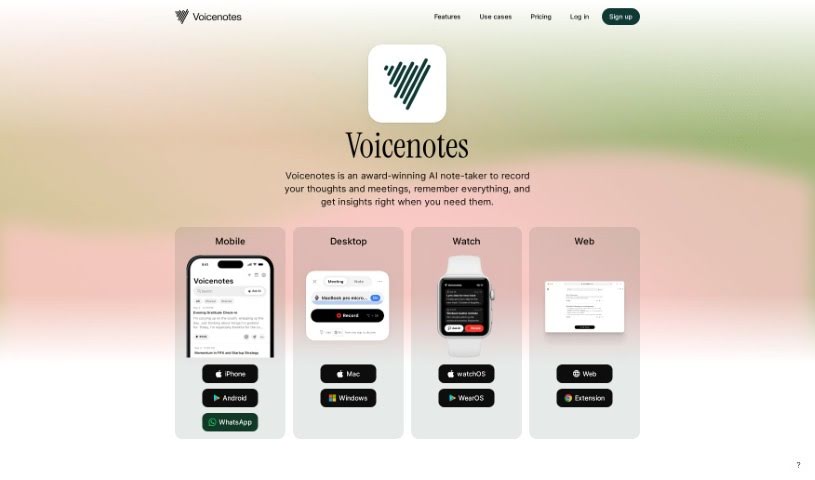 Screenshot of Voicenotes