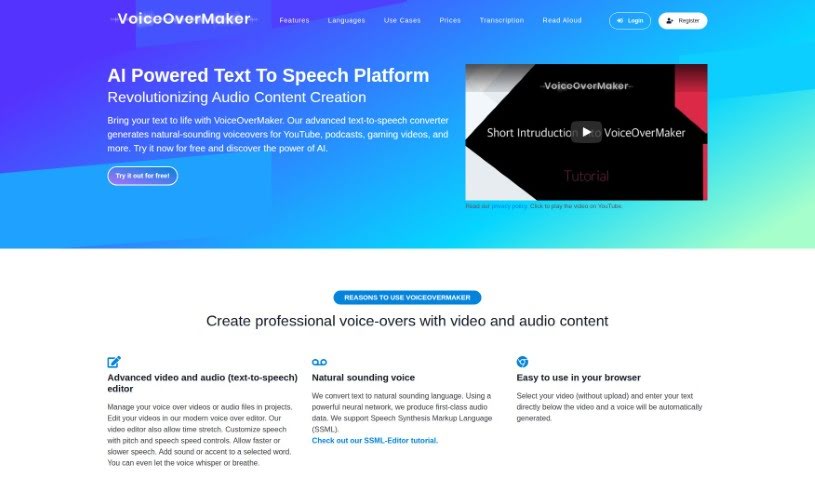 Screenshot of VoiceOverMaker