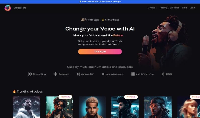 Screenshot of Voicestars